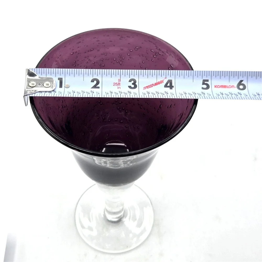 Artland Iris Amethyst Purple Plum ‎ Water Goblet with Clear Stem LOTS OF BUBBLES